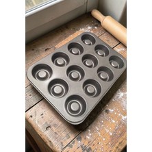 Pinkev 12'li Teflon Kaplama Çelik Muffin Kek Kalıbı - 26x38cm
