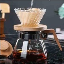 Expresstore Kahve Çay Sürahisi Ahşap Saplı 600 ml V60'A Uygundur