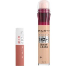 Cekar Store Maybelline New York Instant Anti Age Eraser Kapatıcı 01 Light & Mini Super Stay Matte Ink Likit Mat Ruj 65 Seductress Makyaj Seti