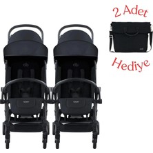 Bumprider Connect³ Ikiz Bebek Arabası Black - Black & Yan Bakım Çantası Hediyeli