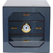Premium Quality Premiumquality Teresina Siyah Karbon Desenli Sedir Humidor Puro Kutusu - TR8792
