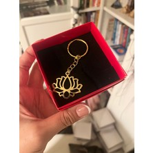 Vintage Takı Altın Renk Gold Lotus Çiçeği Anahtarlık & Vintage Lotus Anahtarlık Çanta Aksesuarı