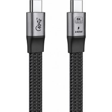 Levels 1 Metre USB Type-C Usb4 Kablo 40GBPS 240W Pd Hızlı Şarj 8k Destek Flat Kablo