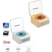 Trm D61 Beyaz Nostalji Plak Görünüm Dekor Waves Bt Işıklı Müzik Çalar Saat Tf Kart Aux Özellikli