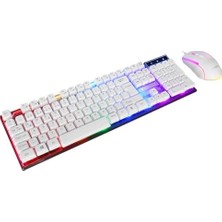 Expresstore KM-198 Luminax Gökkuşağı Aydınlatmalı Q Gaming Oyuncu Klavye + Mouse Set (Beyaz)