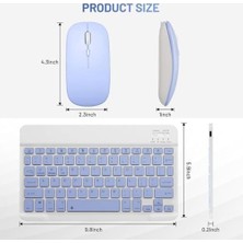 Expresstore Şık Tasarımlı Bluetooth Kablosuz Klavye ve Mouse Seti |, Ios ve Windows Uyumlu | Şarj Edilebilir, Taşınabilir ve Sessiz Tuşlu Set (Beyaz - Mor)