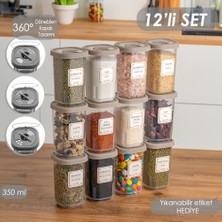 Expresstore 1061 Döner Kapaklı Etiketli Baharatlık Seti - 12'li Cappuccino Kapaklı 350 cc