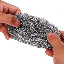 Expresstore Uzun Saplı Bulaşık Ovma Teli, 3 Adet, 20 cm Sap, Paslanmaz Çelik Tel, Yeşil