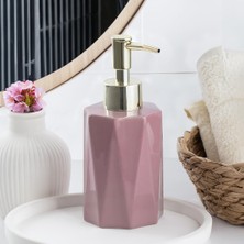 Expresstore 3205 Seramik Sıvı Sabunluk - Tezgah Üstü Banyo Mutfak Lavabo Sabunluğu - 250 cc Pudra