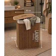 Lucky Clover Bambu Modern Kirli Çamaşır Sepeti Loundry Oyuncak Sepeti Kapaklı Organizer 75 Litre 40X60X30 cm