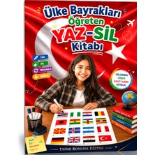 Enine Boyuna Eğitim 🌍🇹🇷 Ülke Bayrakları Öğreten Yaz-Sil Kitabı 🇹🇷🌍