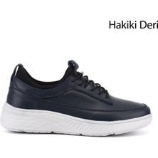 Gönderi(r) Erkek Lacivert  Bağcıklı Hakiki Deri Sneaker