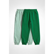 Perendi Unisex Çocuk Basic Jogger Eşofman Altı 2’li Set Mint Yeşili - Yeşil Rahat Kesim