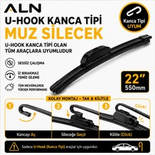 ALN Muz Silecek & U-Hook Kanca Tipi Tüm Araçlarla Uyumlu - 22 (550MM)