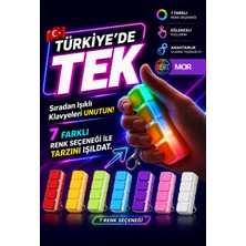 Işıklı Klavye Anahtarlık (Mor) - Yavaş ve Hızlı Rastgele Tüm Renkler - Stres Giderici Klavye