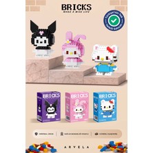 Arvela Bricks Sanrio Serisi: Kuromi & My Melody & Mavi Hello Kitty Üçlü Set - Eğitici Oyuncak Figür - Orijinal