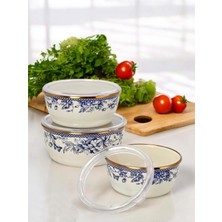 altabi Blue Life 3'lü Emaye Saklama Kabı Seti (14-16-18 Cm)