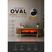 Hzl Mobilya Kablosuz Şarj Özellikli ,usb ve Type-C  Girişli, Bluetooth ve Hoparlörlü, Uzaktan Kumandalı  3 Farklı Renk 180 cm  Şömineli Tv Ünitesi Gold ve Gümüş Detaylı Beyaz,ceviz,antrasit