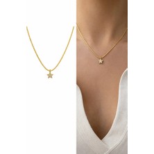 Arsaley Aşlı Yıldız Charm Altın Kaplama Gold Kadın Kolye (45 Cm)