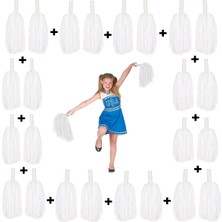 The Gencoo 12 Çift ( 24 Adet ) Beyaz Renk 23 Nisan 19 Mayıs 29 Ekim Okul Gösteri Ponponları