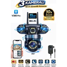 Sonreir RX113W WİFİ 3 Kameralı Güvenlik Kamerası 15MP ULTRA HD PTZ Hareketli Sesli Gece Görüşlü Akıllı Kamera