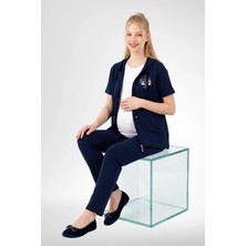 Mecit Pijama Mecit 6400 Lacivert 3'lü Hamile Lohusa Pijama Takımı