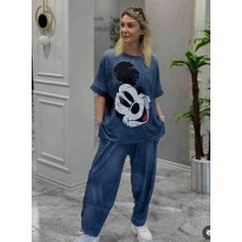 See More Mickey Baskılı Oversize Kot Görünümlü Alt Üst Takım