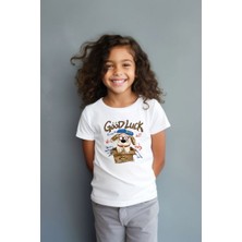 BarsDepo Good Luck Baskılı Tişört, Oversize Unisex Tişört Çocuk / Yetişkin