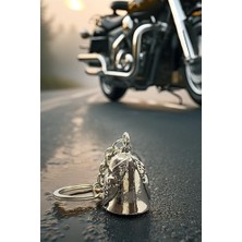 Assess Store Çelik Motor Şans Çanı Bell "kanatlı Kalp" Model Anahtarlık Koruyucu Motosiklet Luck Bell