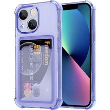 Cayk iPhone 13 Mini Uyumlu Kamera Korumalı Kartlıklı Köşeleri Airbag Tasarımlı Darbe Önleyici Mor