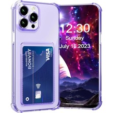 Cayk iPhone 11 Pro Uyumlu Kamera Korumalı Kartlıklı Köşeleri Airbag Tasarımlı Darbe Önleyici Mor