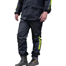 Assess Store Motorcu Yağmurluk Takımı, %100 Su Geçirmez Pvc, Cepli, Reflektörlü, Fermuarlı, Siyah (M) M