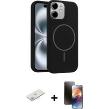 Marsilyan™- iPhone 11 Kılıf Yankı Form Serisi - Siyah 3D Antistatik Mat Seramik Nano Ekran Koruyucu + Renkli Kamera Lens Koruma Cam - Sı