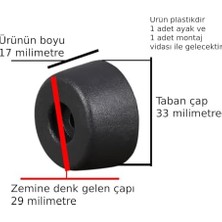 Assess Store Masa Koltuk Kanepe Kitaplık Ünite Ayak Yükseltici Plastik Ayak Boy 17 Milim Çap 33 Milim