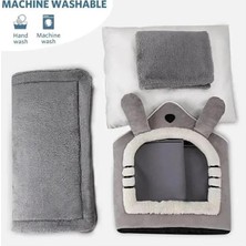 Assess Store Kedi Evi Yumuşak Kedi Yatağı | Peluş Derin Uyku Evi, Çıkarılabilir Minderli, Isı Yalıtımlı Kışlık Ev | Katlanır Kedi Evi (Camel)