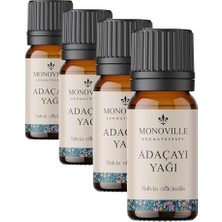 Assess Store Monoville Adaçayı (Acı Elma) Uçucu Yağı 10 ML%100 Saf ve Doğal (Oil) (4 Paketi)