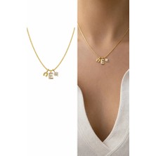 Arsaley Nal Figürlü Yıldız ve Harf Charm Çelik Zincirli Gold Kadın Kolye (40 Cm)