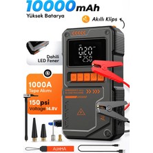 Auhma A8822 4-In-1 Akıllı Akü Takviye Cihazı ve Hava Pompası - 10000MAH Powerbank & Sos Fener