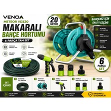 Venoa Meteor VDZ20 Kırılmaz Örgülü Makaralı Bahçe Su Hortumu 20 mt 6 Parça