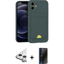 Marsilyan™- iPhone 11 Kılıf Vadi Çizgi Prime - Siyah 3D Antistatik Hayalet Cam Ekran Koruyucu + Raze Metal Kamera Lens - Gs