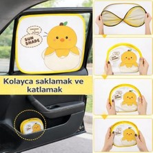 Assess Store Sarı Beyaz Civcivli Oto Yan Cam Perdesi, Araba Ön Cam Perdesi, Otomobil Yan Cam Güneşliği, Oto Güneşlik Perde 2 Adet