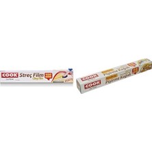 Assess Store Streç Film Kayar Bıçak Hediyeli 30 cm x 100 M ve Pişirme Kağıdı Kesilmiş (16 Yaprak) 42 x 37 cm