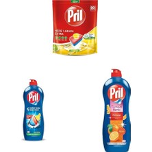 Assess Store Pril Hepsi Bir Arada 80 Tablet + Elde 675 ml Limon + Elde 675 ml Portakal