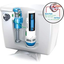 Assess Store HYR460 Hydroright Hyrdroright Evrensel Su Tasarruflu Tuvalet Tamir Takımı, Çift Yıkama Valfi, Push Btton Kolu, Beyaz