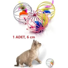 Assess Store Tineke Kafesli Renkli Fareli Kedi Köpek Oyun Topu 6 cm