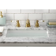 Assess Store KB977B Viktorya Dönemine Ait Yaygın Lavabo Bataryası Meşe ve Porselen Saplı, Nikel ve Cilalı Krom