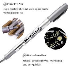 Assess Store Metal Boya Kalemi Metal Crayon, 6 Pcs Altın ve Gümüş Su Geçirmez Işaretleyici, Hızlı Kuruyan Kalıcı Markörler, Kumaş Ahşap Taş Boyama ve Kendin Yap Albümü Süsleme Için Hediye