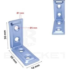 Assess Store Mr.bracket 25 Ad. L Demir Gönye Köşebent 16X30X30MM- Mobilya Dolap Raf Masa Köşe Bağlantı Birleştirme Sabitleme Aparatı