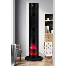 Assess Store Robo Şömineli Seramik Kule Tipi Dikey Isıtıcı, 2000W, Siyah, Kule, Iç Mekan, Elektrikli, Seramik Isıtma, Uzaktan Kumandalı