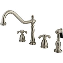 Assess Store Pirinç KB1798TXBS Fransız Country Breitgefaechert Mutfak Musluk Pirinç Spray, Saten Nikel